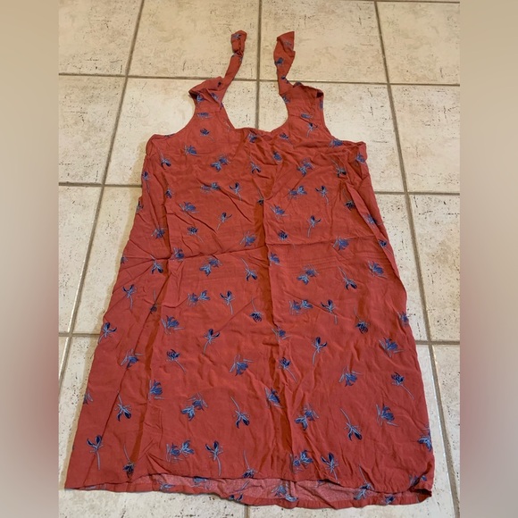 Denver Hayes Floral Tie-Strap Sleeveless Mini Dress - Rust XL - Picture 4 of 5